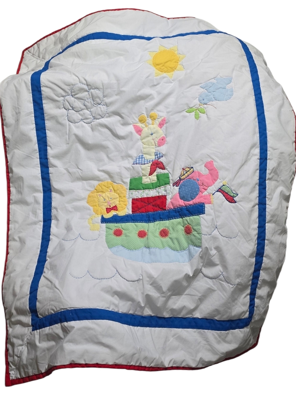 Vintage Baby Togs Noahs Ark Quilt Blanket Nursery Animal Applique 34x46